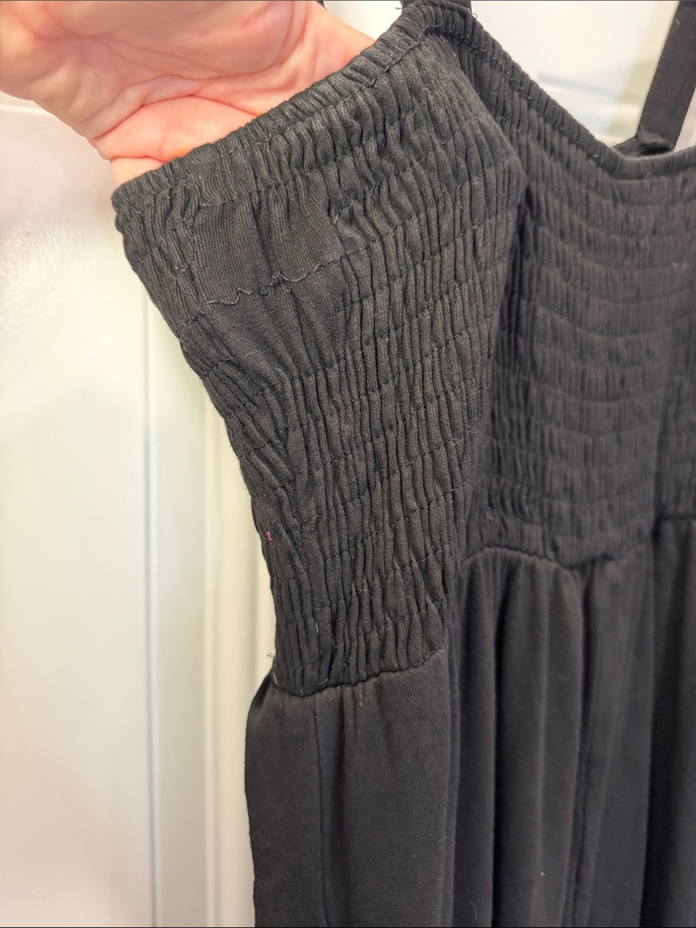 Black Smocked Wide-Strap Jumpsuit - Picture 4 of 5